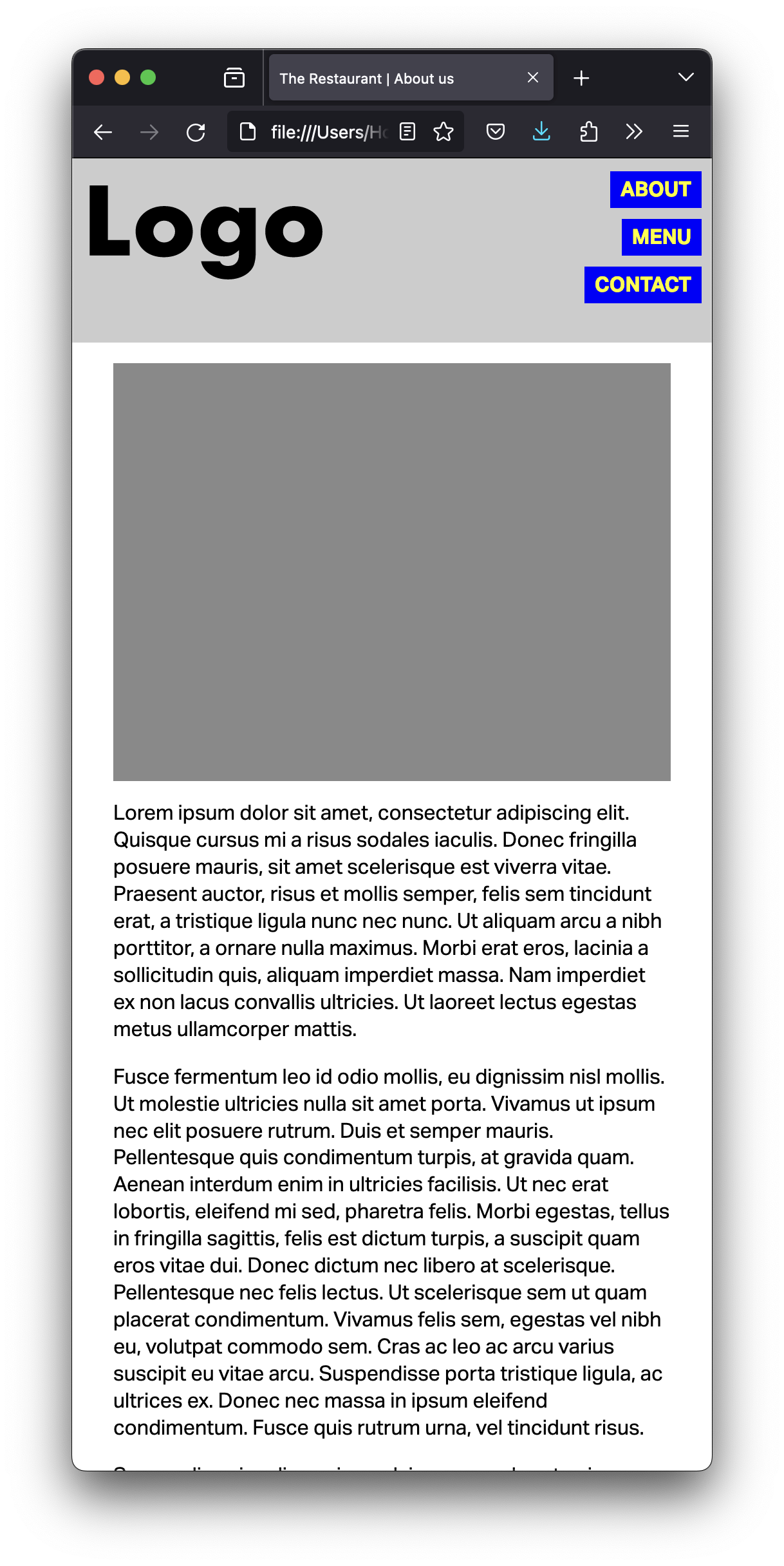 Screenshot of a lasagna recipe on a narrow broser window.