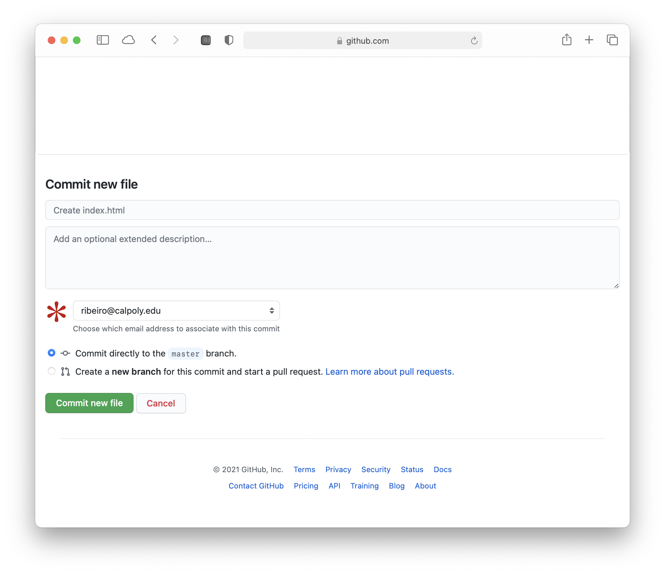 GitHub repository with the&nbsp;commit button.