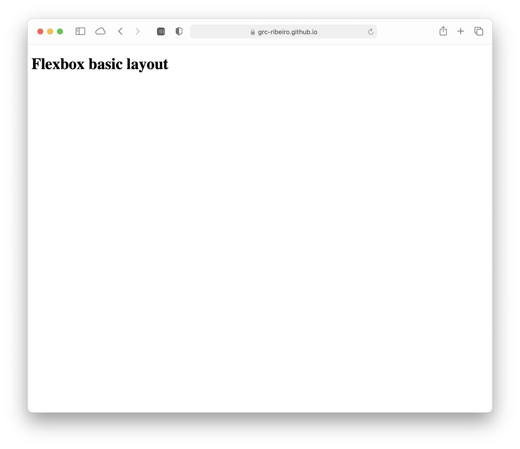 Webpage with “Flexbox basic layout” as&nbsp;a heading.