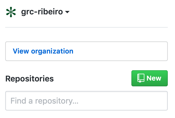A green button that reads “New” next to “Repositories”.
